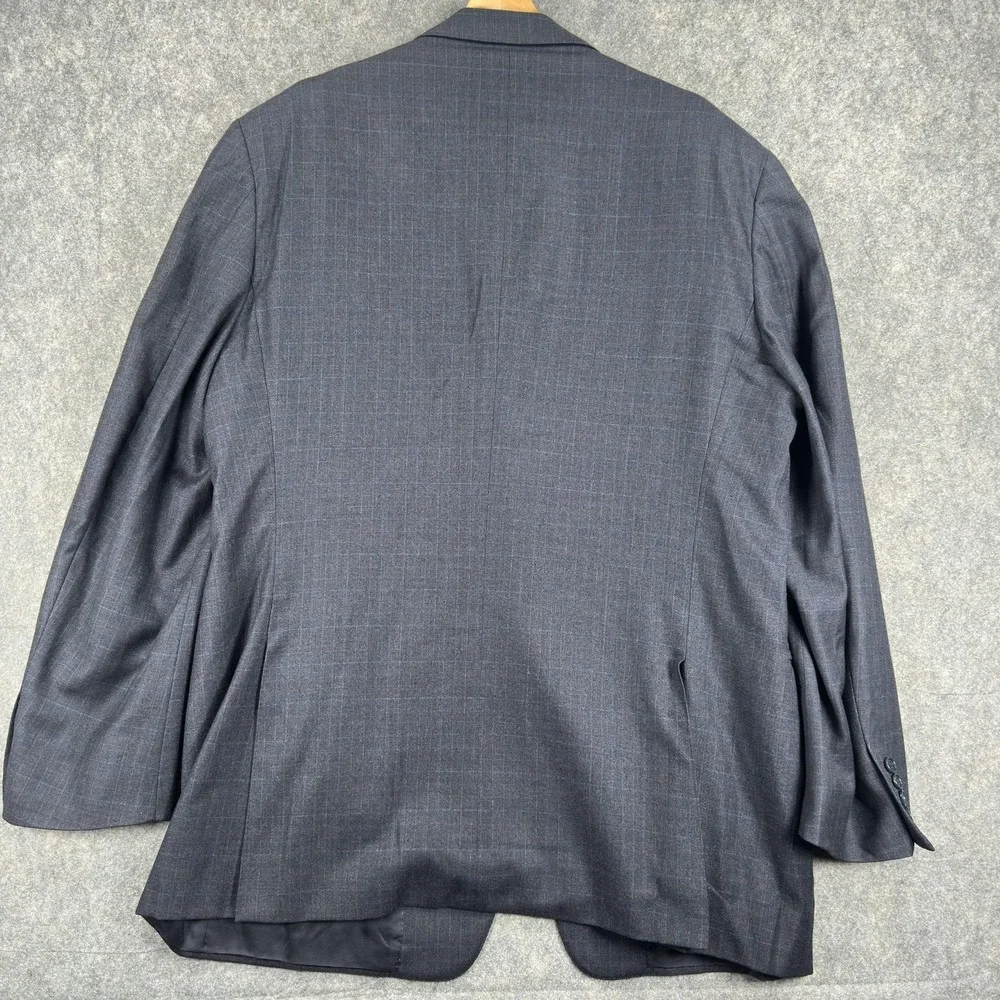 Canali Suit Jacket Mens 48‎ (58 Italy) Gray Check Super 120s Wool Made Italy